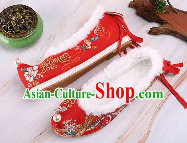 Chinese Traditional Hanfu Shoes Ancient Princess Shoes Handmade Embroidered Phoenix Red Shoes Chinese Traditional Hanfu Shoes Ancient Princess Shoes Handmade Embroidered Phoenix Red Shoes