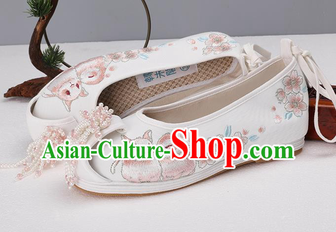 Chinese Ancient Princess Shoes Embroidered Shoes Traditional Hanfu Beads Tassel Shoes Chinese Ancient Princess Shoes Embroidered Shoes Traditional Hanfu Beads Tassel Shoes