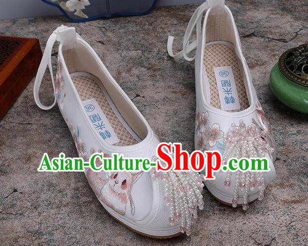 Chinese Ancient Princess Shoes Embroidered Shoes Traditional Hanfu Beads Tassel Shoes Chinese Ancient Princess Shoes Embroidered Shoes Traditional Hanfu Beads Tassel Shoes