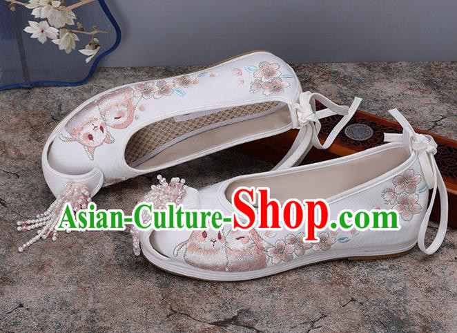 Chinese Ancient Princess Shoes Embroidered Shoes Traditional Hanfu Beads Tassel Shoes Chinese Ancient Princess Shoes Embroidered Shoes Traditional Hanfu Beads Tassel Shoes