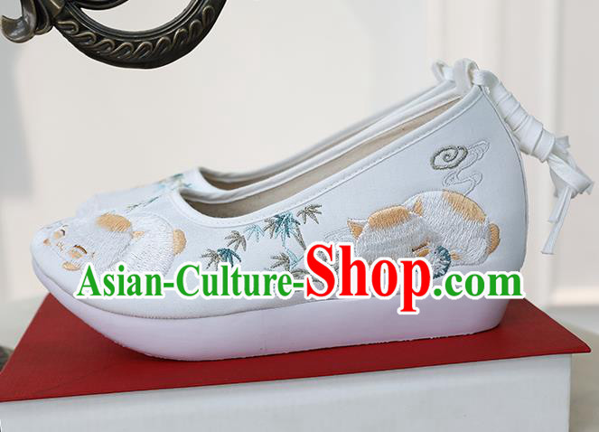 Chinese Traditional Ming Dynasty Shoes Ancient Princess Shoes Embroidered White Shoes Chinese Traditional Ming Dynasty Shoes Ancient Princess Shoes Embroidered White Shoes