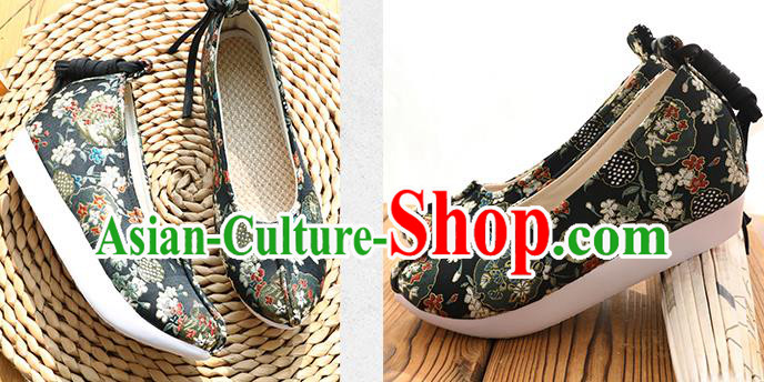 Chinese Classical Shoes Traditional Ming Dynasty Princess Shoes Hanfu Black Brocade Shoes Chinese Classical Shoes Traditional Ming Dynasty Princess Shoes Hanfu Black Brocade Shoes