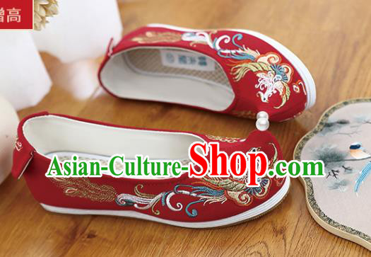 Chinese Traditional Wedding Shoes Hanfu Shoes Classical Embroidered Phoenix Red Shoes Chinese Traditional Wedding Shoes Hanfu Shoes Classical Embroidered Phoenix Red Shoes