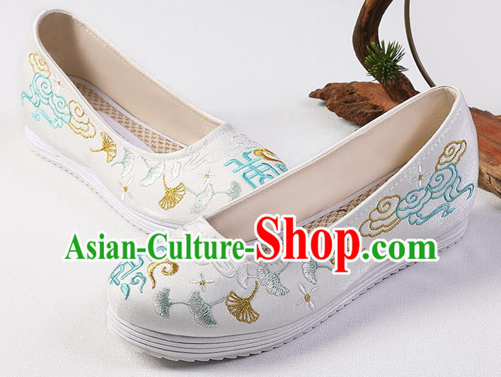 Chinese Classical Embroidered White Shoes Traditional Wedding Shoes Handmade Hanfu Shoes Chinese Classical Embroidered White Shoes Traditional Wedding Shoes Handmade Hanfu Shoes