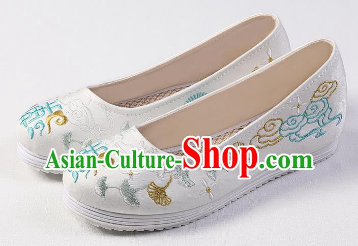 Chinese Classical Embroidered White Shoes Traditional Wedding Shoes Handmade Hanfu Shoes Chinese Classical Embroidered White Shoes Traditional Wedding Shoes Handmade Hanfu Shoes