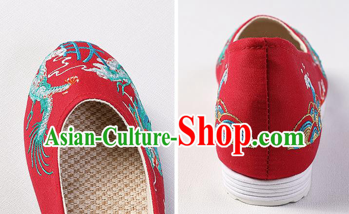 Chinese Handmade Hanfu Wedding Shoes Classical Embroidered Red Shoes Traditional Women Shoes Chinese Handmade Hanfu Wedding Shoes Classical Embroidered Red Shoes Traditional Women Shoes