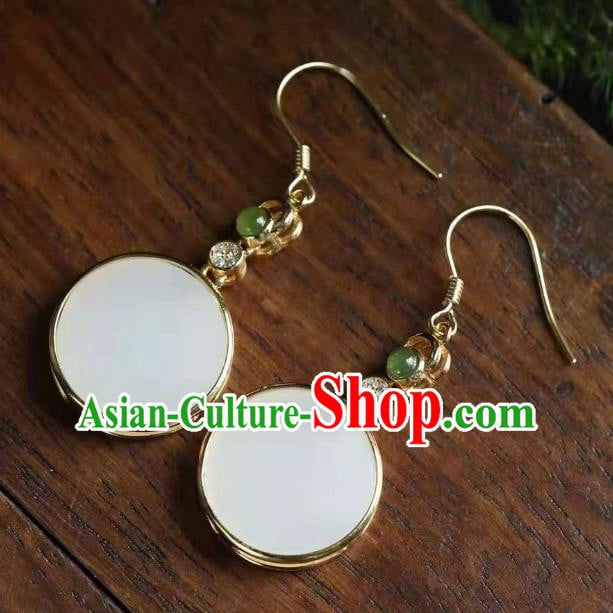 China Traditional Cheongsam Ear Accessories National Jade Earrings China Traditional Cheongsam Ear Accessories National Jade Earrings