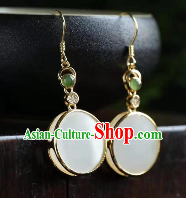 China Traditional Cheongsam Ear Accessories National Jade Earrings China Traditional Cheongsam Ear Accessories National Jade Earrings