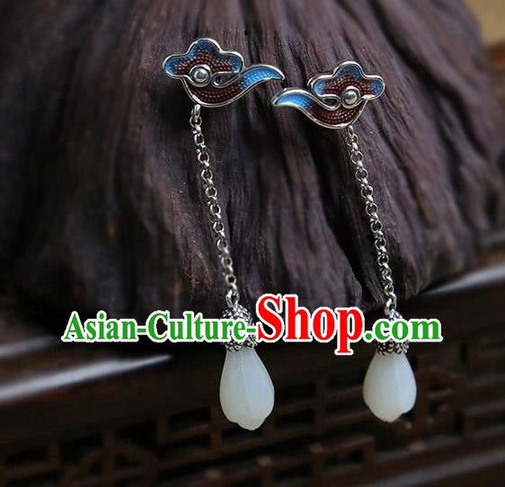 China National Jade Mangnolia Earrings Traditional Cheongsam Cloisonne Cloud Ear Accessories China National Jade Mangnolia Earrings Traditional Cheongsam Cloisonne Cloud Ear Accessories