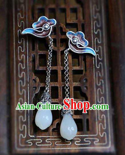 China National Jade Mangnolia Earrings Traditional Cheongsam Cloisonne Cloud Ear Accessories China National Jade Mangnolia Earrings Traditional Cheongsam Cloisonne Cloud Ear Accessories