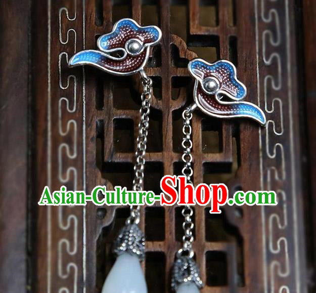 China National Jade Mangnolia Earrings Traditional Cheongsam Cloisonne Cloud Ear Accessories China National Jade Mangnolia Earrings Traditional Cheongsam Cloisonne Cloud Ear Accessories