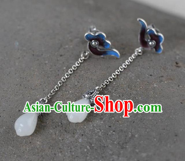 China National Jade Mangnolia Earrings Traditional Cheongsam Cloisonne Cloud Ear Accessories China National Jade Mangnolia Earrings Traditional Cheongsam Cloisonne Cloud Ear Accessories