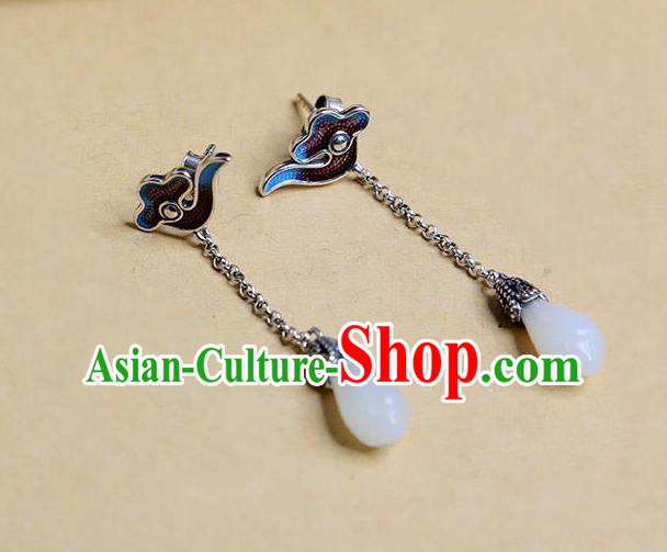 China National Jade Mangnolia Earrings Traditional Cheongsam Cloisonne Cloud Ear Accessories China National Jade Mangnolia Earrings Traditional Cheongsam Cloisonne Cloud Ear Accessories