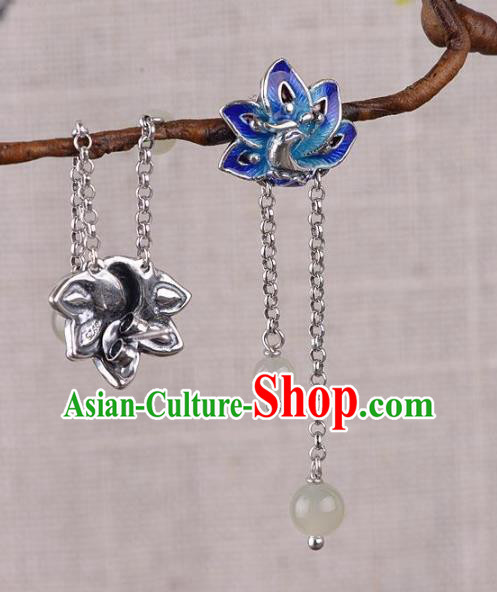 China National Blueing Peacock Earrings Traditional Cheongsam Ear Accessories