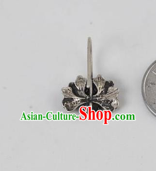 China National Silver Earrings Traditional Cheongsam Blueing Peony Ear Accessories China National Silver Earrings Traditional Cheongsam Blueing Peony Ear Accessories