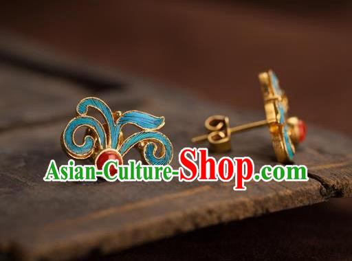 China National Orchids Earrings Traditional Qing Dynasty Empress Ear Accessories China National Orchids Earrings Traditional Qing Dynasty Empress Ear Accessories