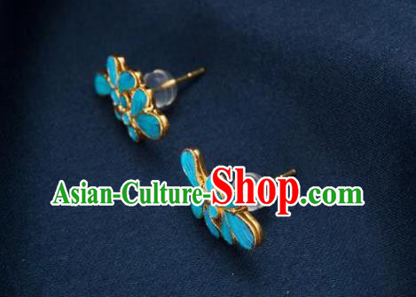 China Traditional Qing Dynasty Empress Ear Accessories National Blue Earrings China Traditional Qing Dynasty Empress Ear Accessories National Blue Earrings