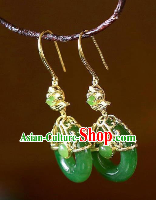 China Traditional Qing Dynasty Palace Lady Ear Accessories National Jade Earrings China Traditional Qing Dynasty Palace Lady Ear Accessories National Jade Earrings