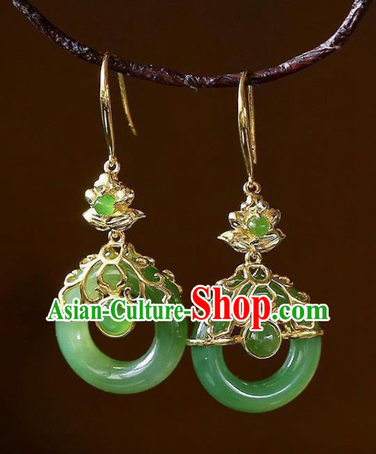 China Traditional Qing Dynasty Palace Lady Ear Accessories National Jade Earrings China Traditional Qing Dynasty Palace Lady Ear Accessories National Jade Earrings