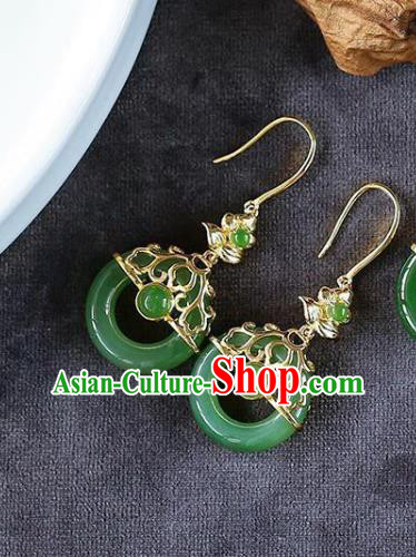 China Traditional Qing Dynasty Palace Lady Ear Accessories National Jade Earrings China Traditional Qing Dynasty Palace Lady Ear Accessories National Jade Earrings
