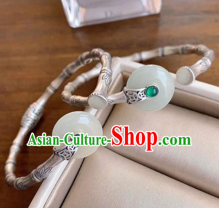 Chinese Classical Silver Bamboo Bracelet Handmade Jade Ring Bangle Jewelry Accessories Chinese Classical Silver Bamboo Bracelet Handmade Jade Ring Bangle Jewelry Accessories
