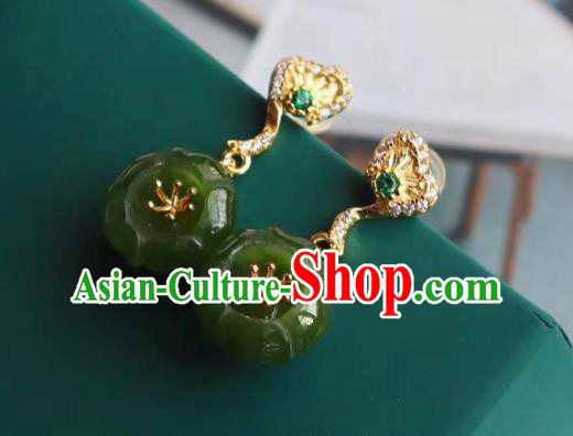 China Traditional Cheongsam Crystal Ear Accessories National Qing Dynasty Court Jade Plum Earrings China Traditional Cheongsam Crystal Ear Accessories National Qing Dynasty Court Jade Plum Earrings