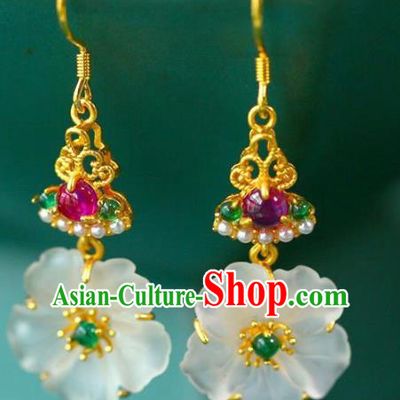 China Traditional Cheongsam Amethyst Ear Accessories National Wedding Plum Blossom Earrings