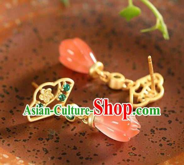 China Traditional Cheongsam Green Crystal Ear Accessories National Wedding Red Agate Mangnolia Earrings China Traditional Cheongsam Green Crystal Ear Accessories National Wedding Red Agate Mangnolia Earrings