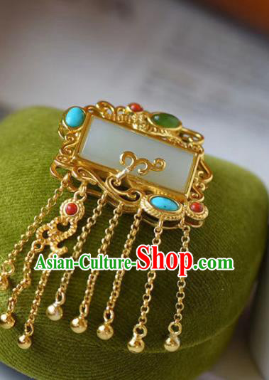 China Handmade Golden Tassel Necklace Jewelry Accessories Traditional Jade Pendant China Handmade Golden Tassel Necklace Jewelry Accessories Traditional Jade Pendant