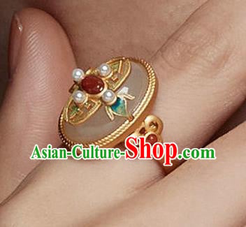 Chinese Handmade Jade Ring Jewelry Accessories Classical Qing Dynasty Golden Circlet Chinese Handmade Jade Ring Jewelry Accessories Classical Qing Dynasty Golden Circlet