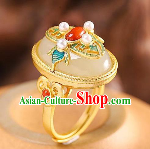Chinese Handmade Jade Ring Jewelry Accessories Classical Qing Dynasty Golden Circlet Chinese Handmade Jade Ring Jewelry Accessories Classical Qing Dynasty Golden Circlet