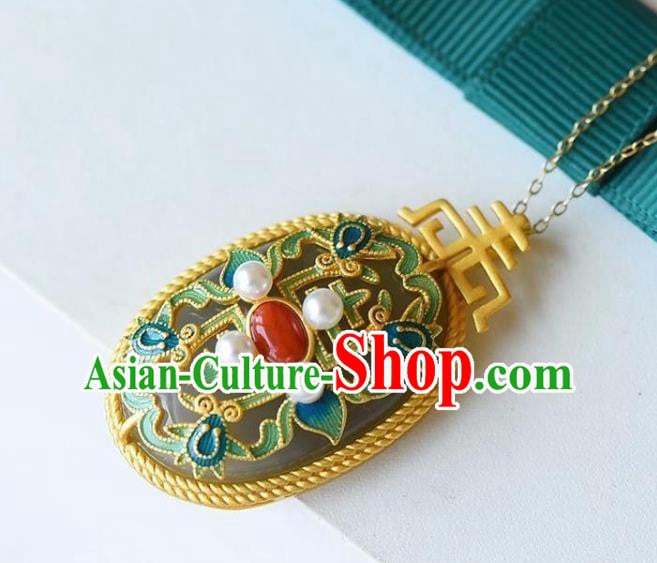 China Handmade Jade Necklace Pendant Jewelry Accessories Traditional Qing Dynasty Pearls Necklet China Handmade Jade Necklace Pendant Jewelry Accessories Traditional Qing Dynasty Pearls Necklet