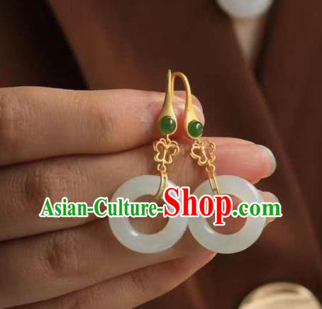 China Traditional Cheongsam White Jade Ear Accessories National Silver Earrings China Traditional Cheongsam White Jade Ear Accessories National Silver Earrings