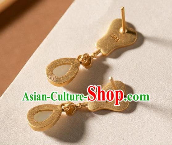 China National Cloisonne Palm Leaf Earrings Traditional Cheongsam Jade Ear Accessories China National Cloisonne Palm Leaf Earrings Traditional Cheongsam Jade Ear Accessories