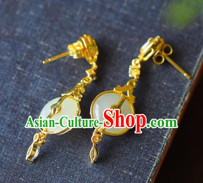 China Traditional Cheongsam Crystal Ear Jewelry Accessories National Jade Peace Buckle Earrings China Traditional Cheongsam Crystal Ear Jewelry Accessories National Jade Peace Buckle Earrings
