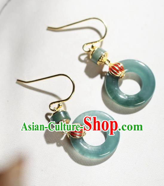 China Traditional Jade Peace Buckle Ear Jewelry Accessories National Cheongsam Red Lantern Earrings China Traditional Jade Peace Buckle Ear Jewelry Accessories National Cheongsam Red Lantern Earrings