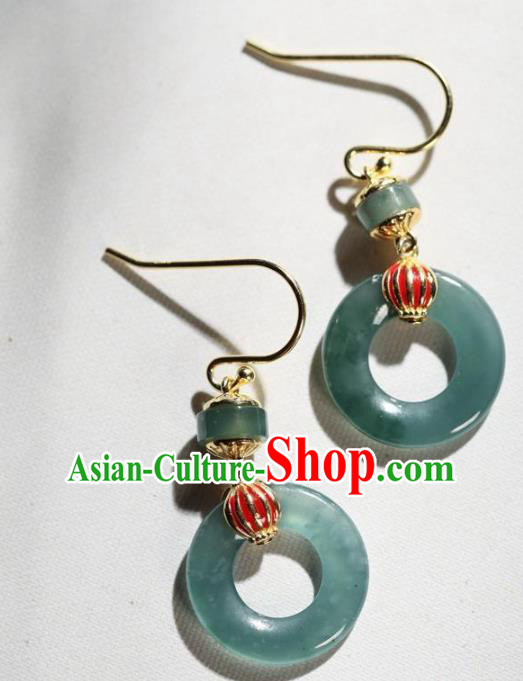 China Traditional Jade Peace Buckle Ear Jewelry Accessories National Cheongsam Red Lantern Earrings China Traditional Jade Peace Buckle Ear Jewelry Accessories National Cheongsam Red Lantern Earrings