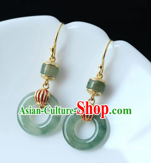 China Traditional Jade Peace Buckle Ear Jewelry Accessories National Cheongsam Red Lantern Earrings China Traditional Jade Peace Buckle Ear Jewelry Accessories National Cheongsam Red Lantern Earrings