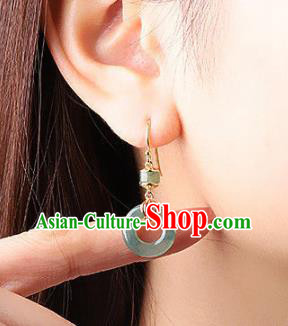 China Traditional Jade Peace Buckle Ear Jewelry Accessories National Cheongsam Red Lantern Earrings China Traditional Jade Peace Buckle Ear Jewelry Accessories National Cheongsam Red Lantern Earrings