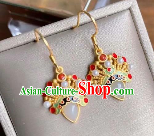 China Traditional Beijing Opera Ear Jewelry Accessories National Cheongsam White Jade Earrings China Traditional Beijing Opera Ear Jewelry Accessories National Cheongsam White Jade Earrings
