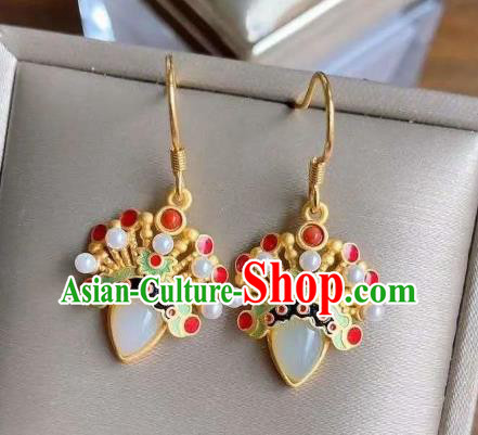China Traditional Beijing Opera Ear Jewelry Accessories National Cheongsam White Jade Earrings China Traditional Beijing Opera Ear Jewelry Accessories National Cheongsam White Jade Earrings