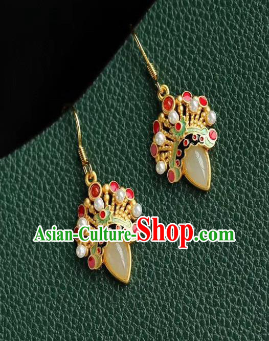 China Traditional Beijing Opera Ear Jewelry Accessories National Cheongsam White Jade Earrings China Traditional Beijing Opera Ear Jewelry Accessories National Cheongsam White Jade Earrings