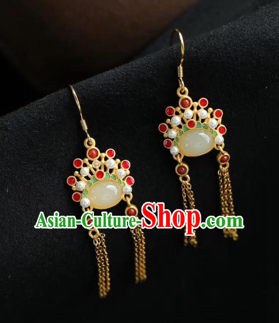 China Traditional Peking Opera Blues Ear Jewelry Accessories National Cheongsam Golden Tassel Earrings China Traditional Peking Opera Blues Ear Jewelry Accessories National Cheongsam Golden Tassel Earrings