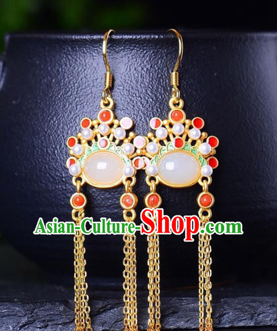 China Traditional Peking Opera Blues Ear Jewelry Accessories National Cheongsam Golden Tassel Earrings China Traditional Peking Opera Blues Ear Jewelry Accessories National Cheongsam Golden Tassel Earrings
