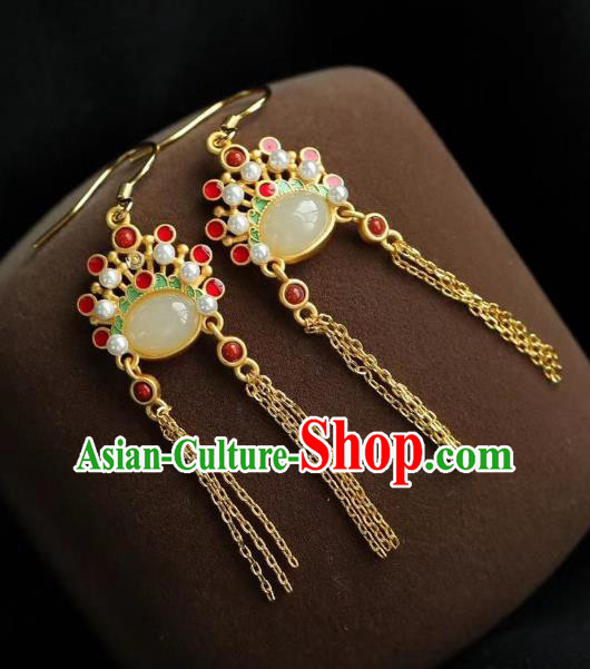 China Traditional Peking Opera Blues Ear Jewelry Accessories National Cheongsam Golden Tassel Earrings China Traditional Peking Opera Blues Ear Jewelry Accessories National Cheongsam Golden Tassel Earrings