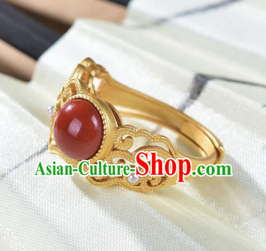 Chinese Handmade Golden Ring Jewelry Accessories Classical Court Kallaite Circlet Chinese Handmade Golden Ring Jewelry Accessories Classical Court Kallaite Circlet