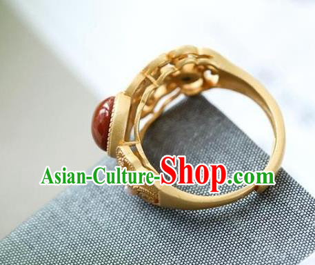 Chinese Handmade Golden Ring Jewelry Accessories Classical Court Kallaite Circlet Chinese Handmade Golden Ring Jewelry Accessories Classical Court Kallaite Circlet