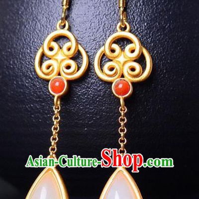 China Traditional Ear Jewelry Accessories National Cheongsam Jade Earrings