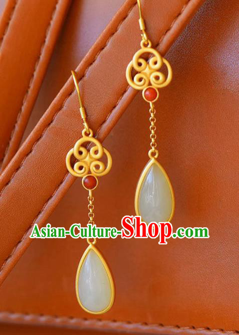 China Traditional Ear Jewelry Accessories National Cheongsam Jade Earrings China Traditional Ear Jewelry Accessories National Cheongsam Jade Earrings