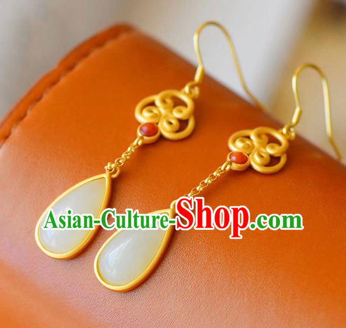 China Traditional Ear Jewelry Accessories National Cheongsam Jade Earrings China Traditional Ear Jewelry Accessories National Cheongsam Jade Earrings